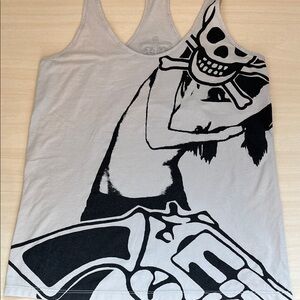 Gray Tank Top with Black Skull Print